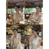 MULVAN 挖肩挂脖连衣裙女夏宽松气质无袖 吊带裙高级垂感慵懒长裙