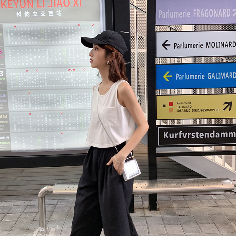 mulvan白色无袖女短款宽松纯色t恤热销41件不包邮