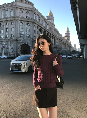 MULVAN 【现货7.5折】梦醒杜维埃 复古麂皮a字半身裙短裙~配腰带