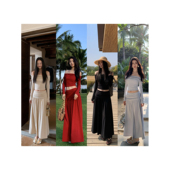 MULVAN 上衣半身裙两件套 香软一字肩长袖 现货7折 度假jue美