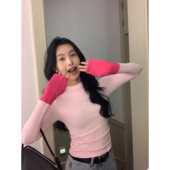 针织衫 MULVAN 女秋冬修身 显瘦长袖 现货7折 圆领撞色针织打底衫