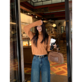 现货7折 加厚高领麻花毛衣女慵懒风短款 修身 MULVAN 打底针织衫