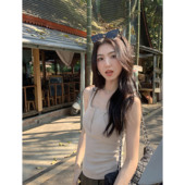 弹力修身 MULVAN 针织半开领吊带背心女夏外穿基础款 性感辣妹上衣