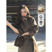 MULVAN 摩登廓影 1OO羊毛立领双面呢大衣女高级侧单排扣毛呢外套