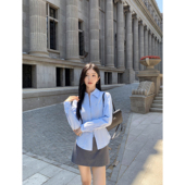 长袖 MULVAN 上衣 女法式 收腰显瘦设计感系带修身 双拉链短款 衬衫