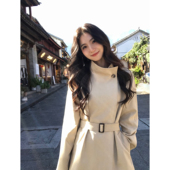 立领麂皮绒夹棉外套女高级感宽松系带中长款 MULVAN 美学编导 风衣