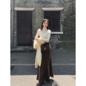 MULVAN 鱼尾半身裙女气质包臀裙 单面绒中长款 现货7折 步履生漪