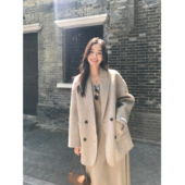 外套 1OO羊毛双面呢大衣女宽松气质毛呢西装 MULVAN 现货7折