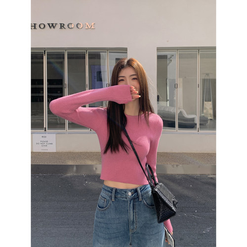 圆领修身百搭毛衣针织衫