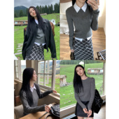 收腰打底衫 MULVAN 女短款 复古圆领麻花毛衣针织衫 上衣 多种穿搭