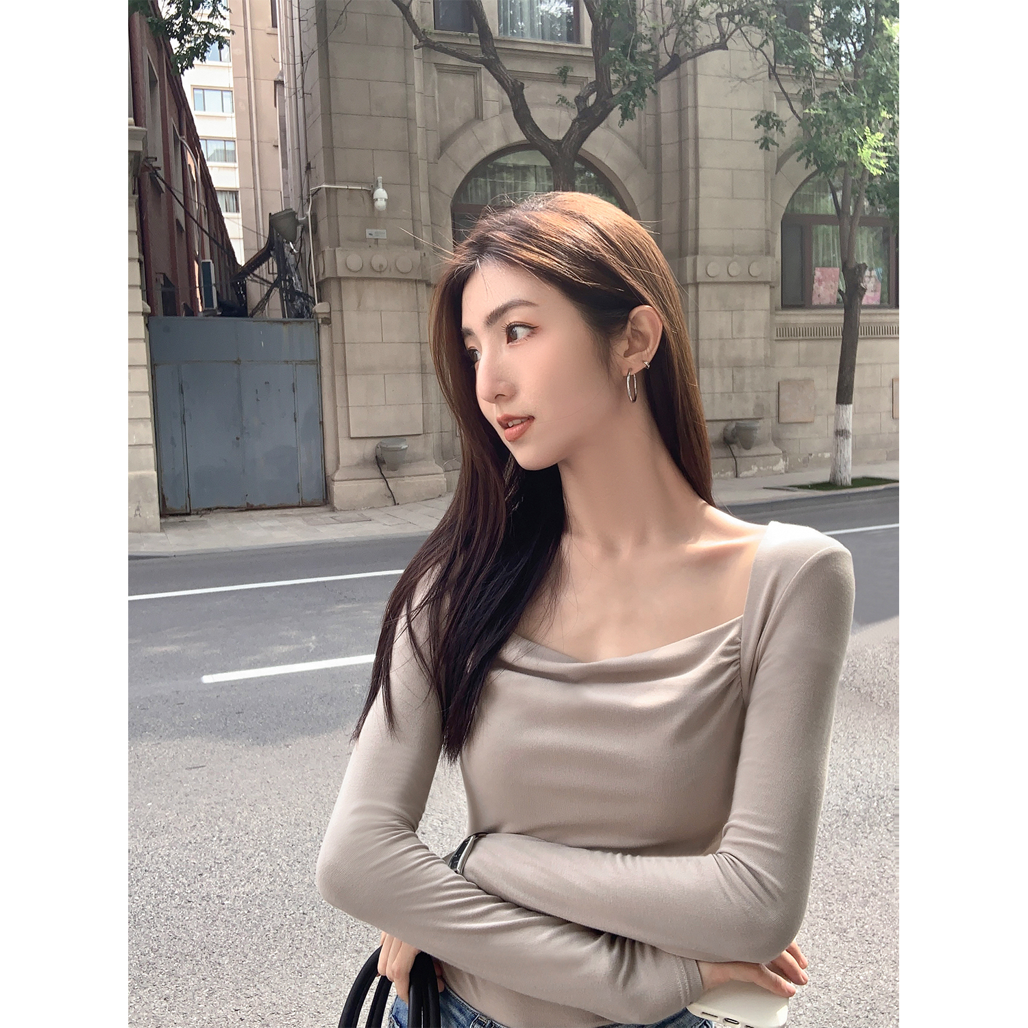 长袖T恤修身版型百搭显瘦