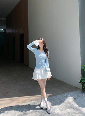 MULVAN 白色短裙女新款高腰蓬蓬裙a字花苞裙子防走光半身裙