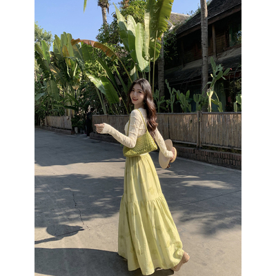 MULVAN长款莱赛尔亚麻a字半身裙