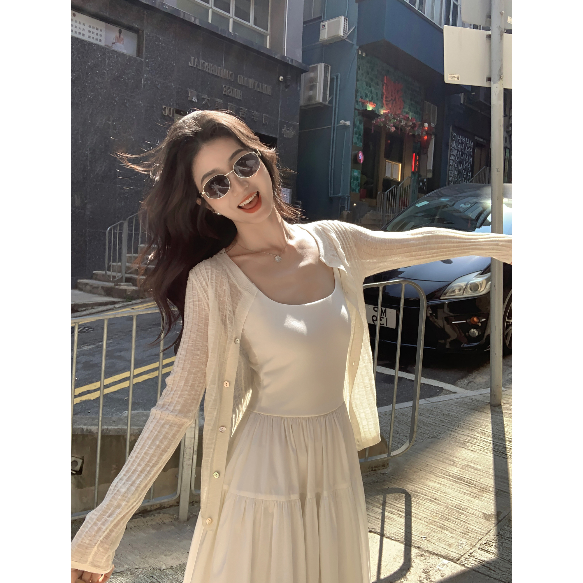 MULVAN 温柔小衫 32支竹节麻轻薄针织开衫女夏季微透防晒空调上衣
