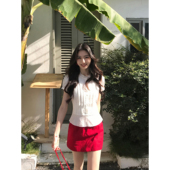 初绽铃兰 小衫 法式 女气质泡泡袖 别致上衣 圆领蕾丝花边衬衫 MULVAN