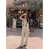 高腰直筒垂感长裤 MULVAN 米白色阔腿牛仔裤 女宽松休闲裤 靓裤 上线