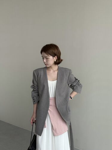 清爽干净西装外套女秋【MOOTEA】韩版秋休闲气质干练女无领西装