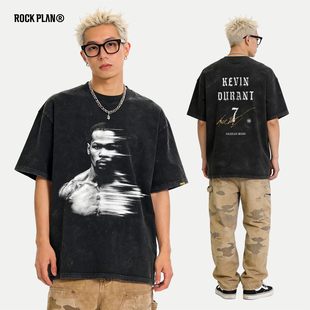 摇滚计划美式潮牌短袖男球星死神杜兰特黑化T恤篮球服纯棉吸汗