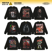 罗斯合集 摇滚计划美式 t恤重磅篮球运动学生长袖 秋冬季 男vibe