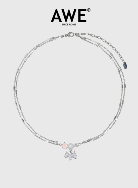 AWE西高地狗狗钛钢项链毛衣链女