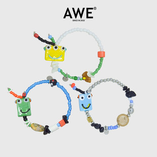 AWE可爱小怪兽情侣手链周深汪苏泷同款 多巴胺穿搭卡通趣味手串女