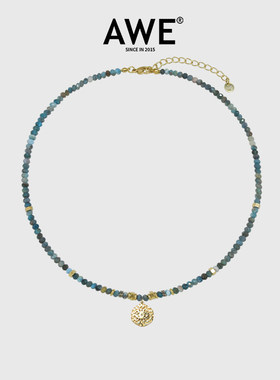 AWE罗马假日之恶魔之眼天然蓝松石串珠项链女情侣款小众锁骨颈链