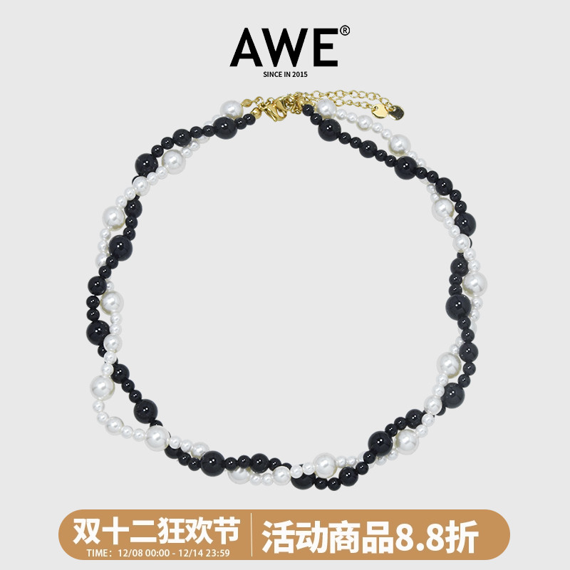 AWE官方MONA张绮贤黑白叠戴项链