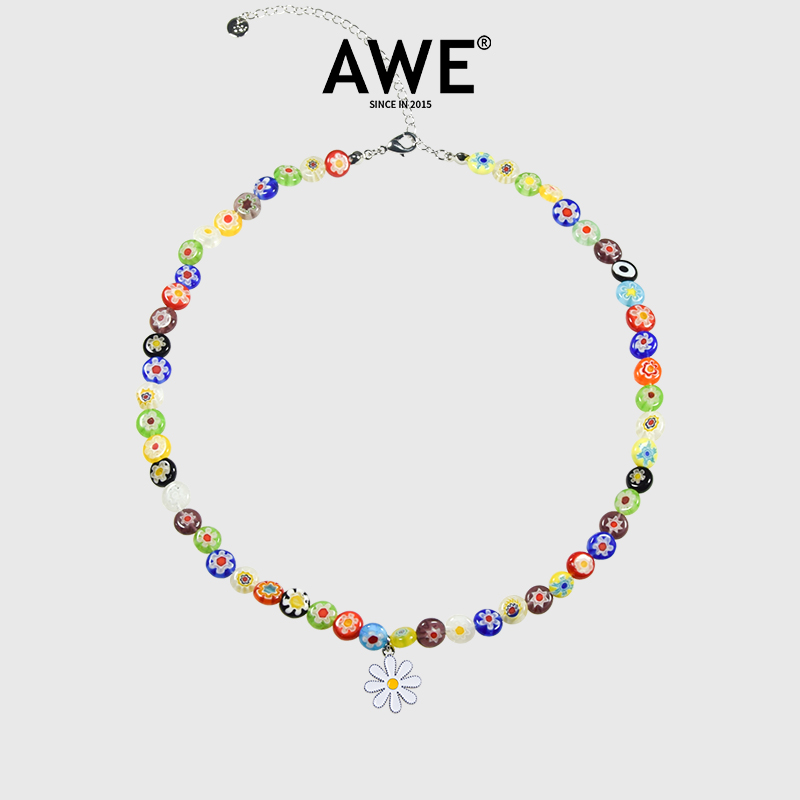 AWE左航同款小雏菊项链琉璃串珠