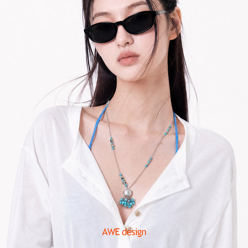 AWE小众设计绿松石一串葡萄项链