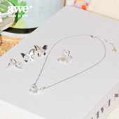 AWE母贝小花闪钻蝴蝶项链马倩倩张函瑞同款 新欧美范轻奢小众配饰