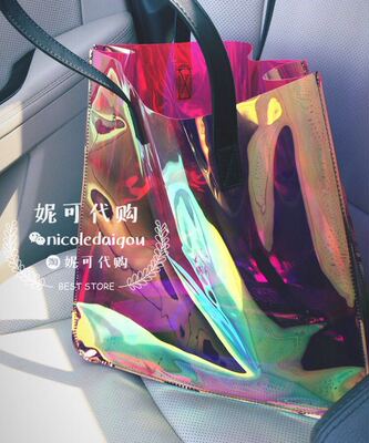 英国黄色镭射半透明单肩包