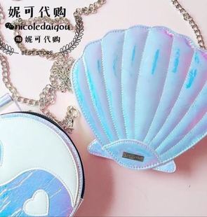 【现货正品/SKINNYDIP英国】银色镭射贝壳美人鱼单肩斜跨包