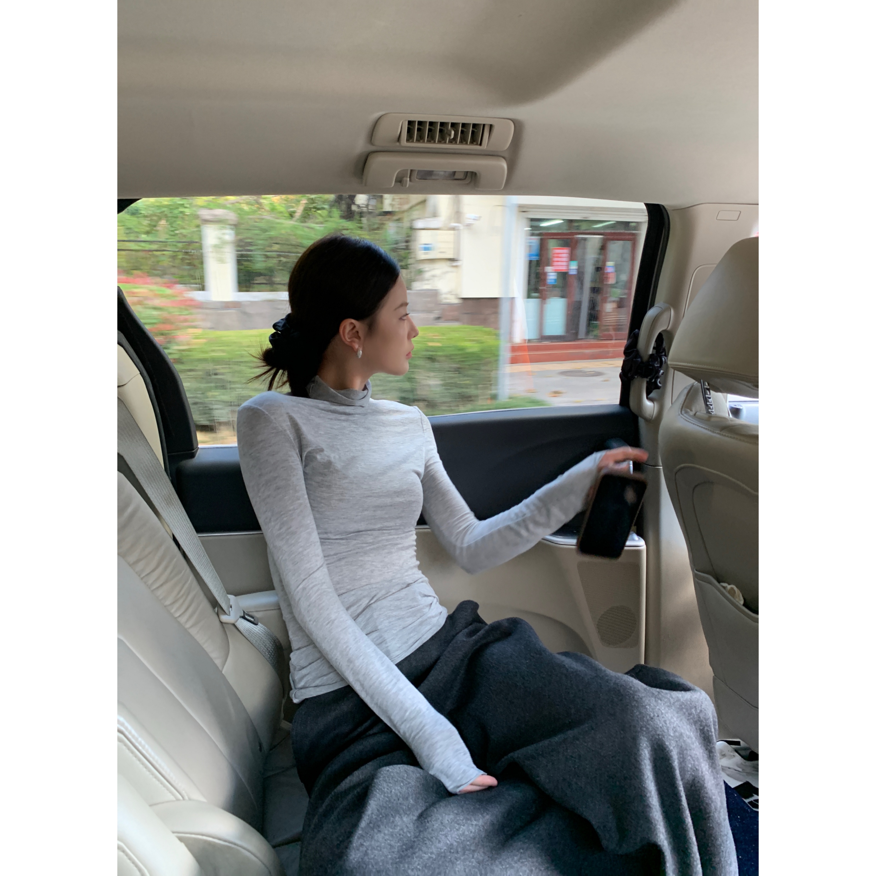 堆领打底衫弹力修身保暖针织上衣