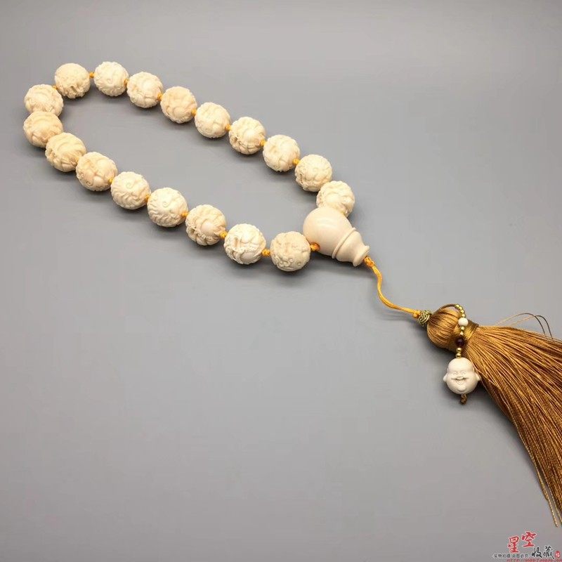 天然猛犸象牙貔貅十八子手持1.