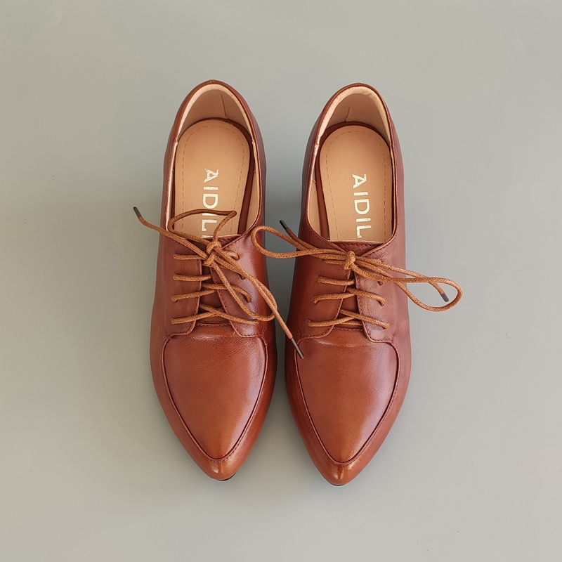 春秋款真皮深口英伦系带女鞋英伦