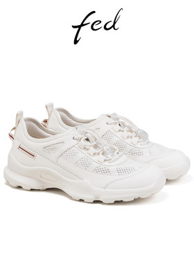 fed徒步鞋夏季新款女鞋白色运动鞋软底跑鞋增高鞋女S0407-ZCA622