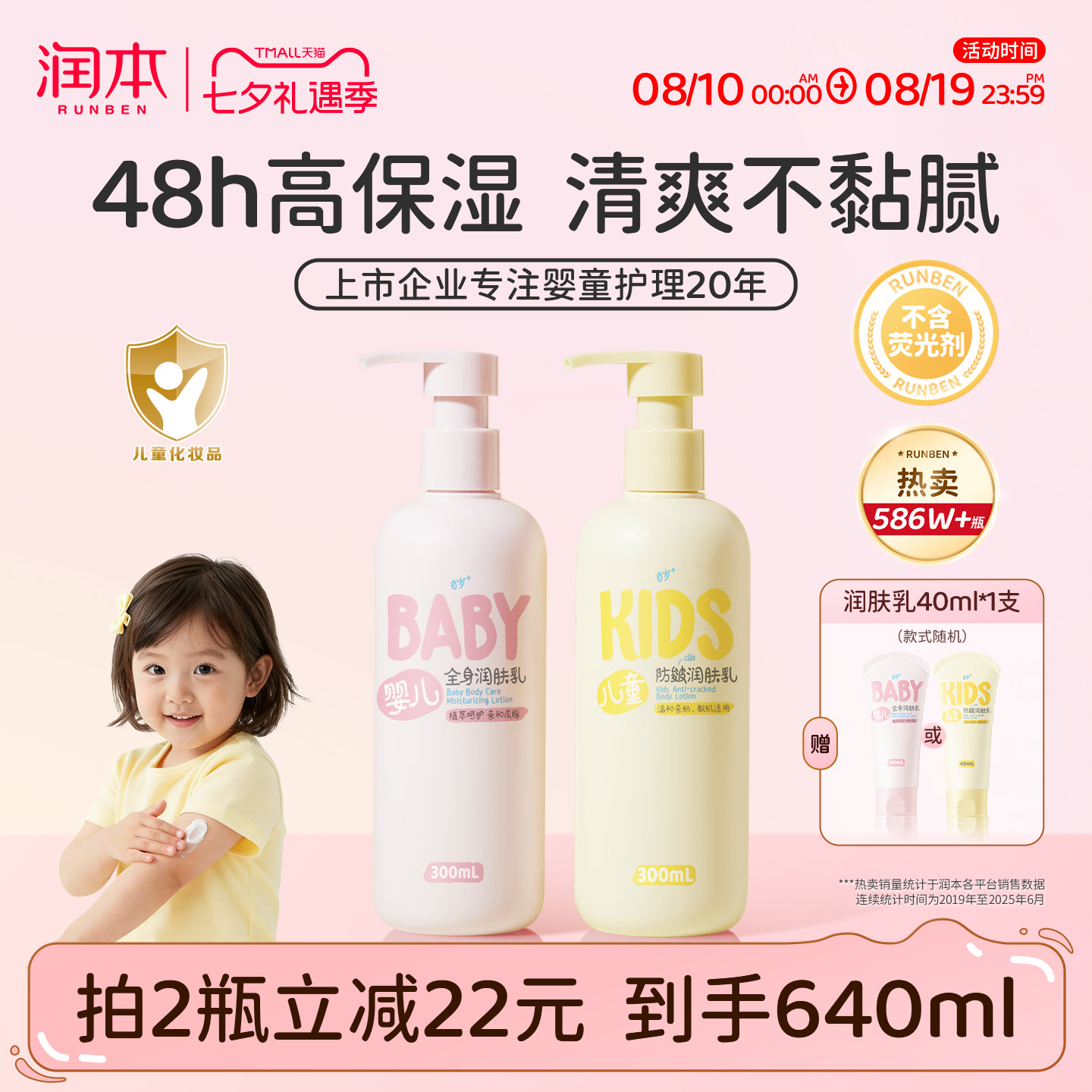 润本儿童身体乳300ml 19.8元 - 86线报