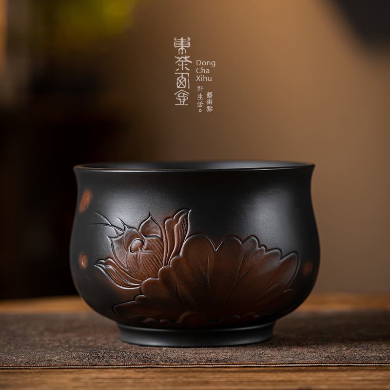 紫陶茶洗中号水盂禅意复古茶钵
