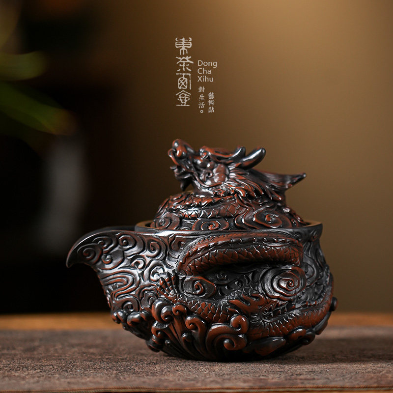 茶壶紫陶宝瓶龙年手抓茶半手工浮雕龙不烫手复古功夫陶瓷茶具,餐饮具,茶壶,淘宝优惠券,粉丝福利购,淘宝优惠卷