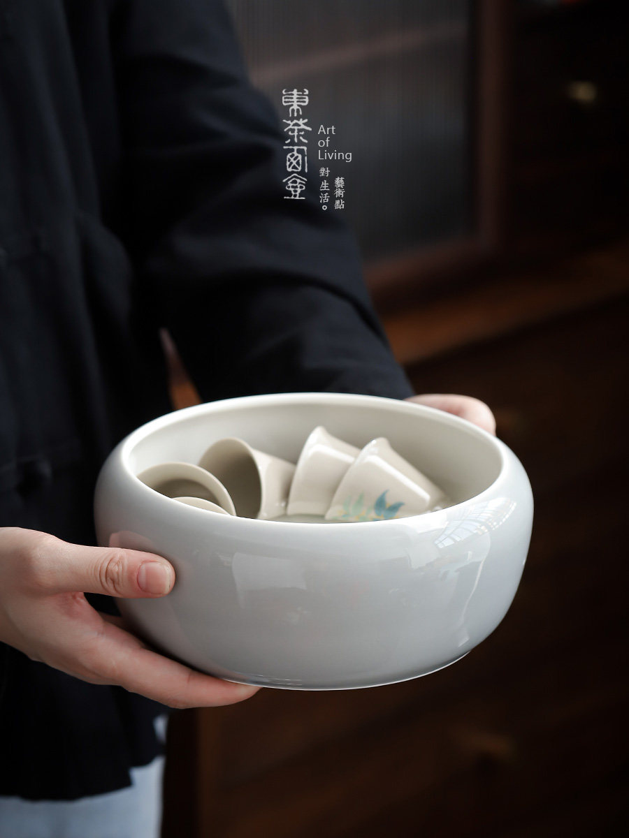 冰灰釉陶瓷茶洗大号烟灰釉大水盂茶碗建水茶杯碗杯洗茶盅茶钵茶盂