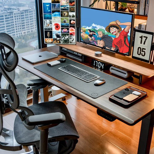 实木智能升降电脑桌可升降书桌