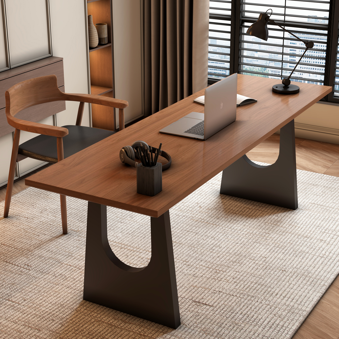 实木大板双人书桌家用长条桌