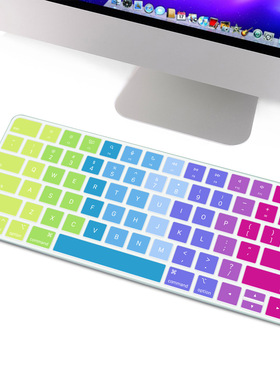 适用2021新款苹果台式一体机妙控键盘膜无线iMac透明炫彩虹渐变膜