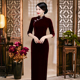 加厚改良 长袖 礼服新款 婚宴冬季 金丝绒旗袍妈妈大气高贵连衣裙长款