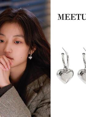 首发！冬至孙千陆嫣同款爱心耳环通体S925纯银一款多戴耳饰高级感
