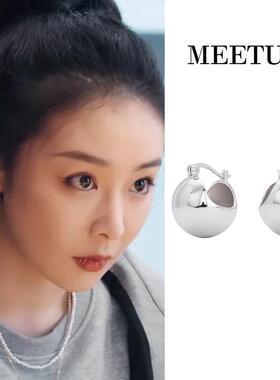 首发！亲爱的仇敌高叶罗曼同款半圆球耳环通体S925纯银耳饰法式