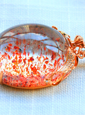 ◆燃烧的火焰◆顶流超七！硕大红云母金草莓精镶美坠 （208克拉）