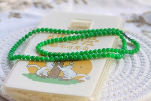 ◆翠珠链◆糯种明艳阳绿色翡翠4.5-5.5mm圆珠项链（长度55cm）.