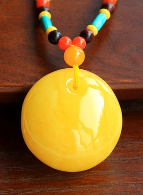 ◆冬日里的暖阳◆典藏级硕大厚实鸡油黄蜜蜡圆形素面大坠