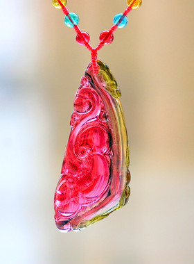 ◆万福如意◆玻璃体清透美艳西瓜碧玺项坠